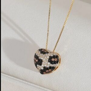 Gold and Black Heart Pendant Necklace. New.
